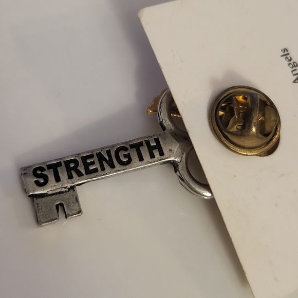 5for$25🥰Angel of Courage Pin Gold and Silver Toned Crystal Rhinestone STRENGTH - Picture 3 of 5